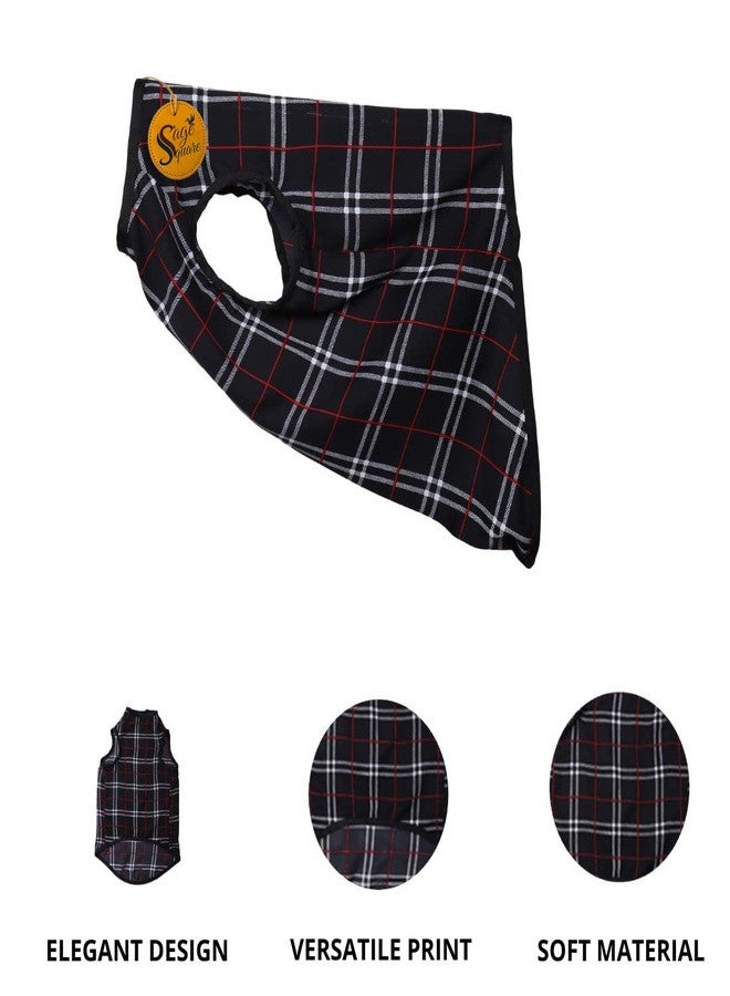 سايج سكوير تيشيرت للكلاب مطبوع عليه رسومات مربعة مجنونة من سيج، تيشيرت رائج للكلاب، فائق النعومة وخفيف الوزن، ملابس مريحة وجيدة التهوية للكلاب، زي عصري (مقاس كبير - 20 بوصة) (طبعة مربعات سوداء) - Image 2